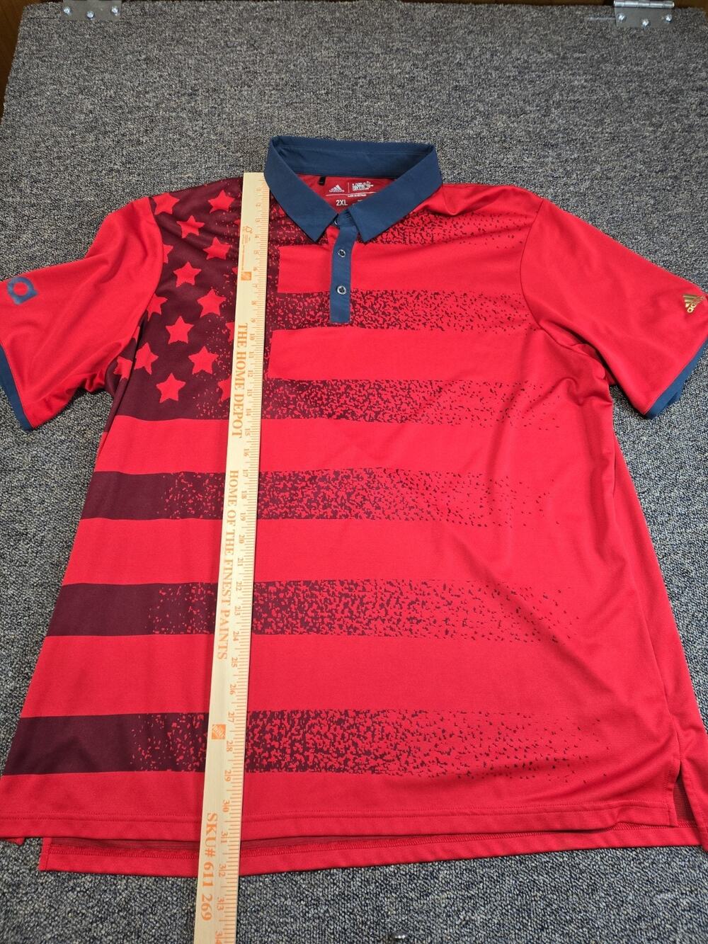 Adidas Mens Golf Performance Polo USA flag Pattern 2xl